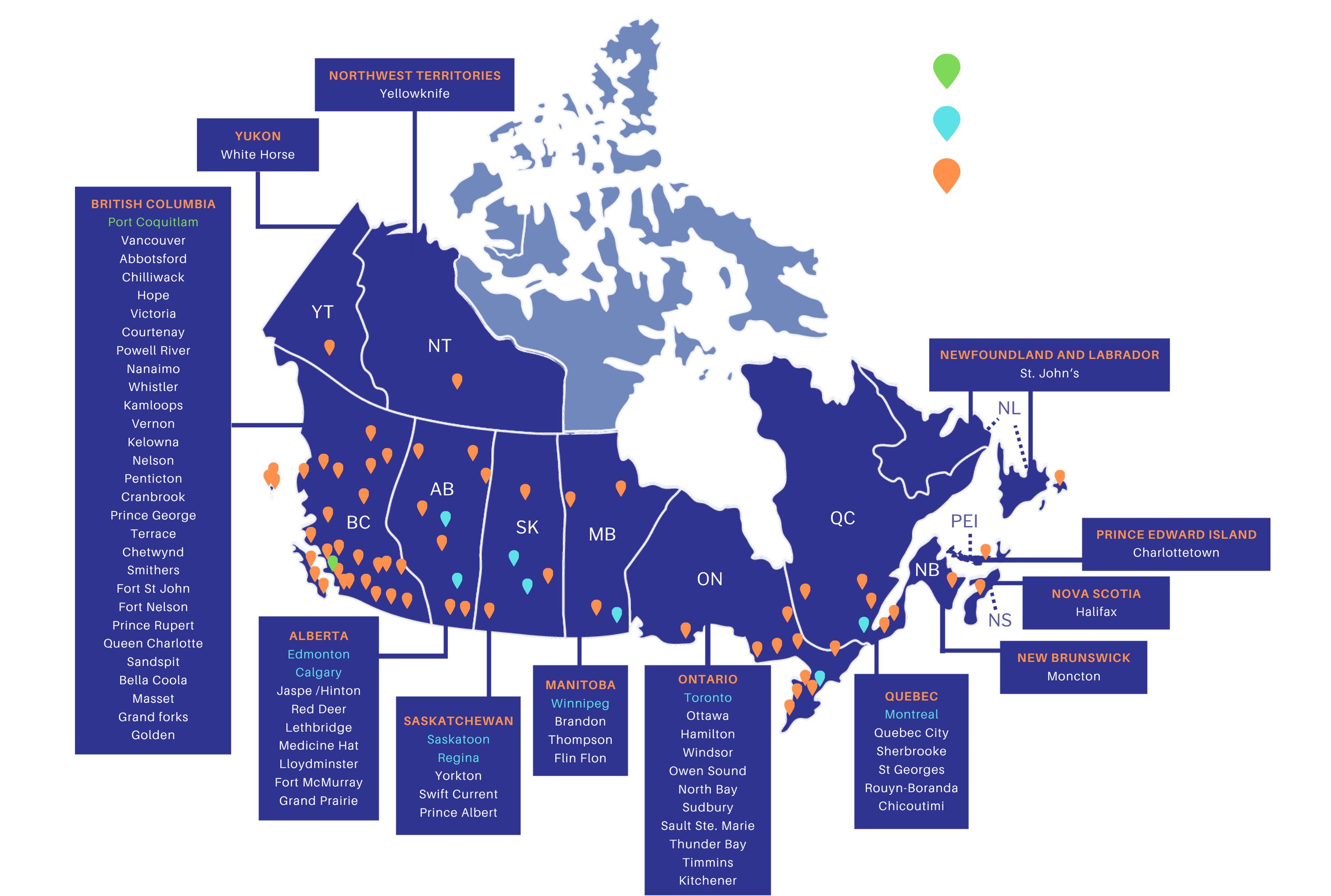 Serviceabilitly map in Canada